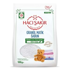 Hacı Şakir Sabun Tozu Granül Matik 2KG Parfümsüz (Bebekler/Hassas Ciltler İçin) 50 Yıkama (2PK*1KG)