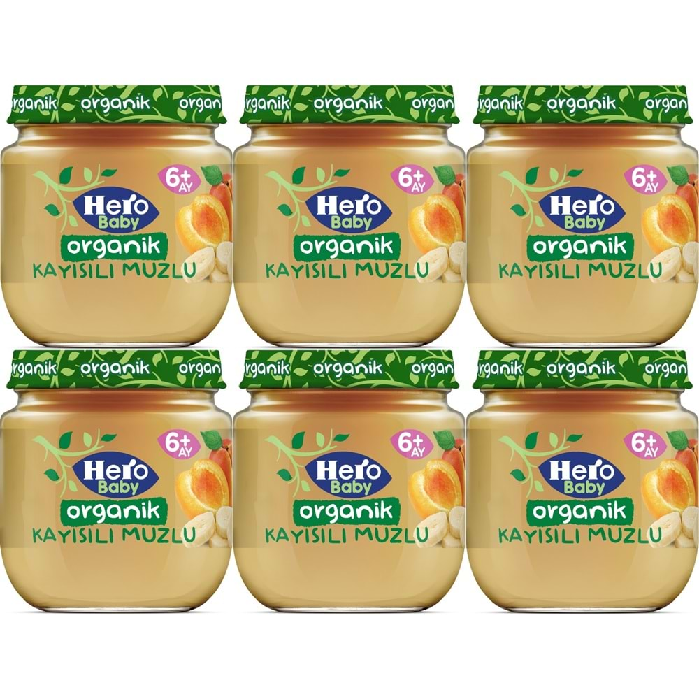 Hero Baby Kavanoz Maması 120GR Organik Kayısılı Muzlu (6 Lı Set)