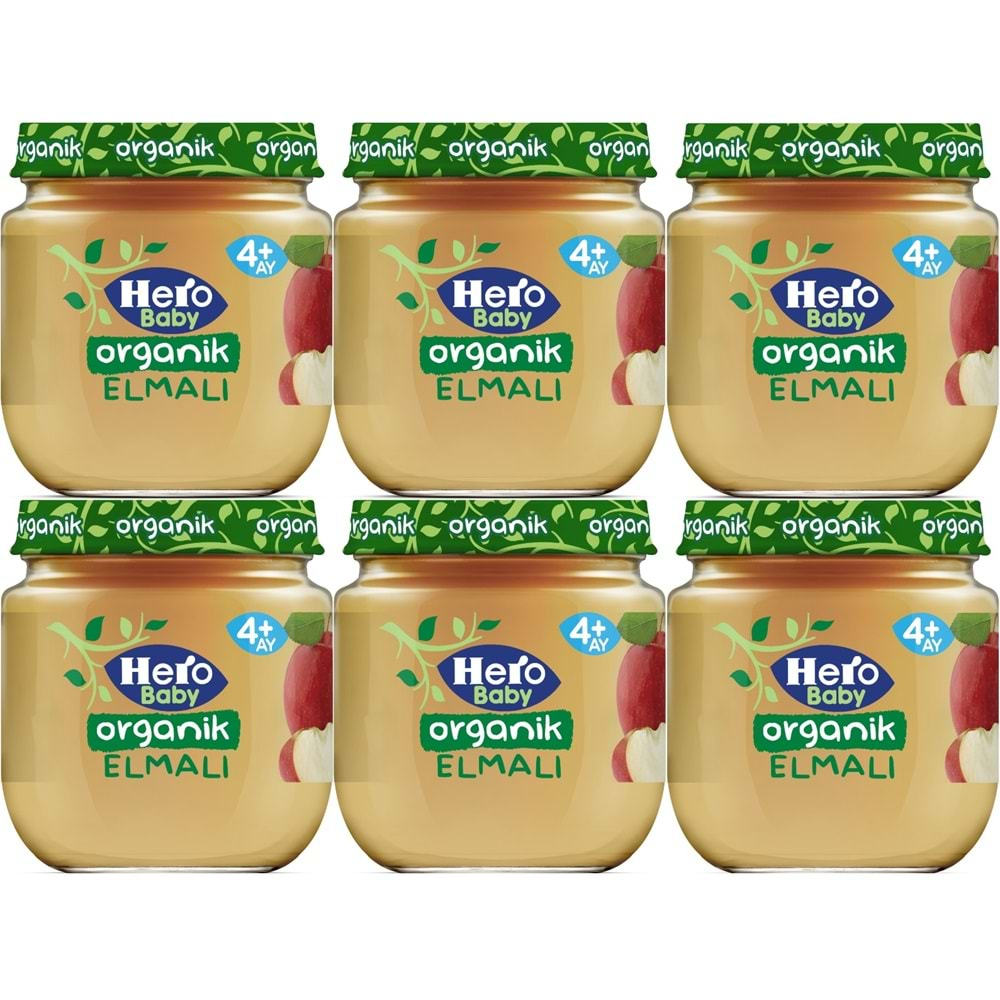 Hero Baby Kavanoz Maması 120GR Organik Elmalı (6 Lı Set)