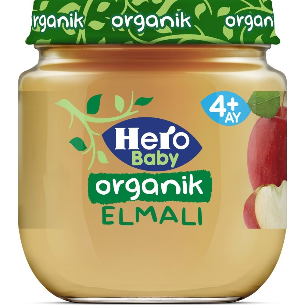 Hero Baby Kavanoz Maması 120GR Organik Elmalı (6 Lı Set)