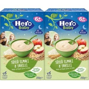 Hero Baby Kaşık Maması 200GR Gece Sütlü Elmalı 8 Tahıllı 2 Li Set