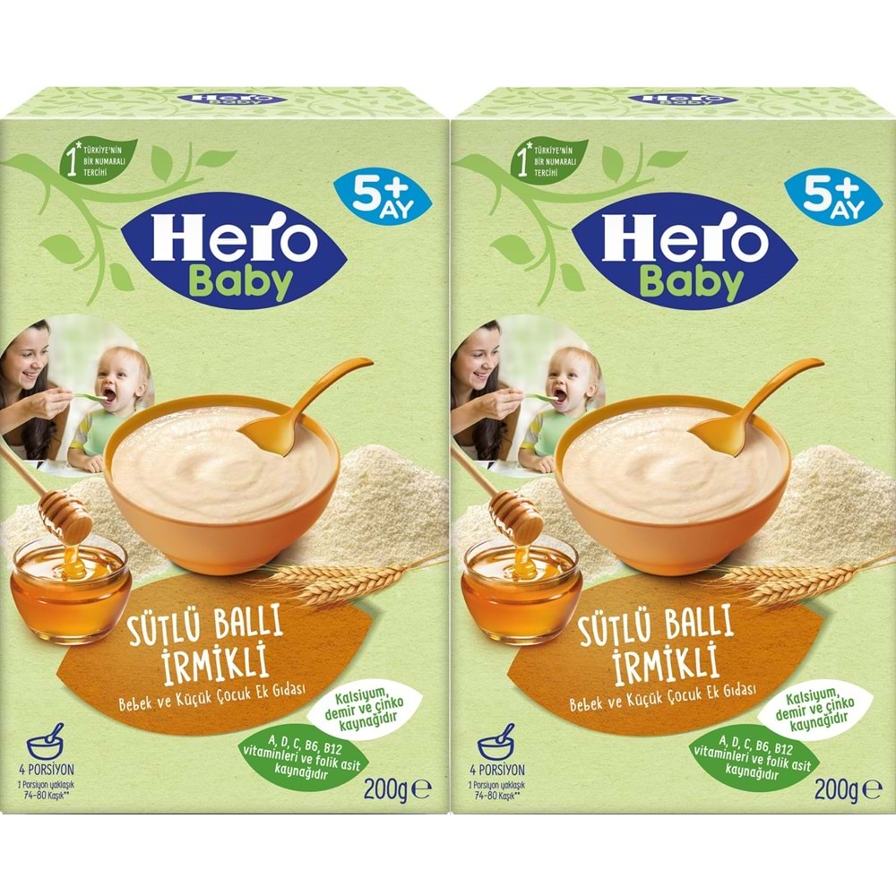 Hero Baby Kaşık Maması 200GR Sütlü Ballı İrmikli 2 Li Set