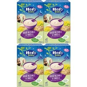 Hero Baby Kaşık Maması 200GR Gece Sütlü Rezeneli 8 Tahıllı 4 Lü Set