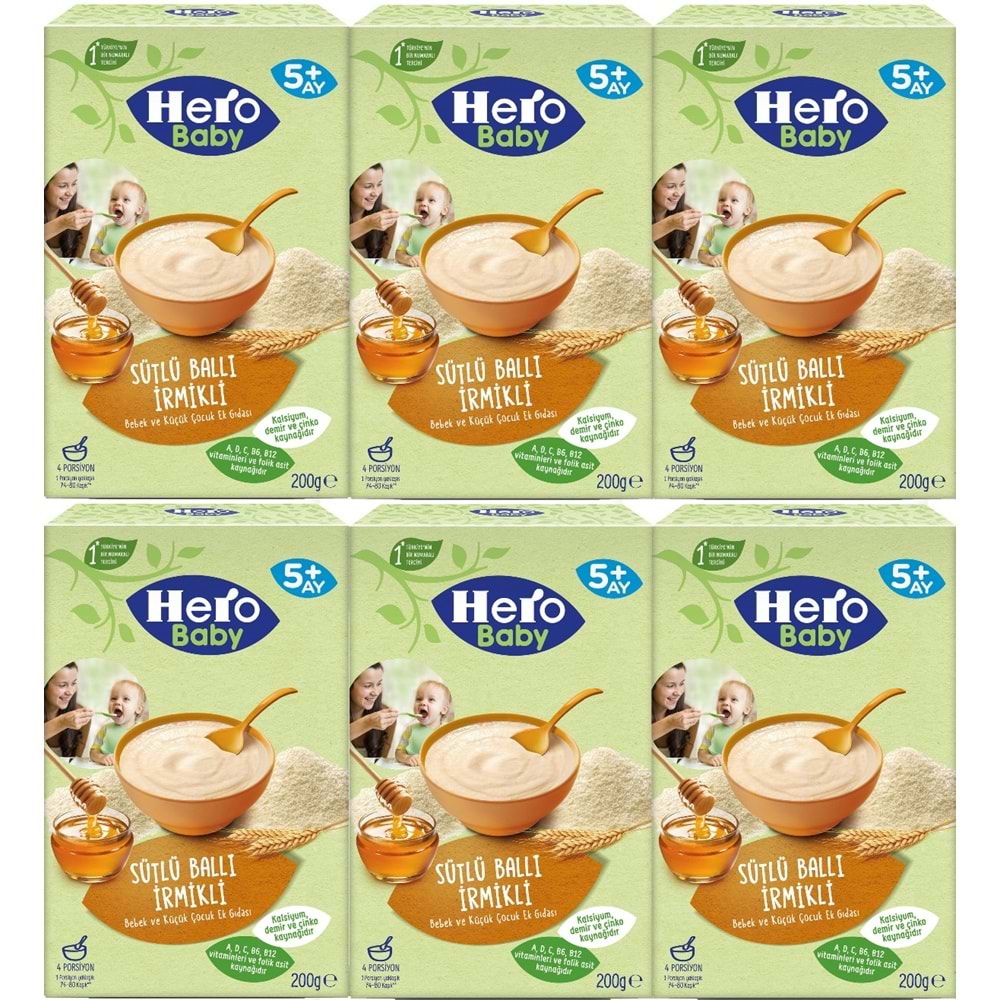 Hero Baby Kaşık Maması 200GR Sütlü Ballı İrmikli 6 Lı Set