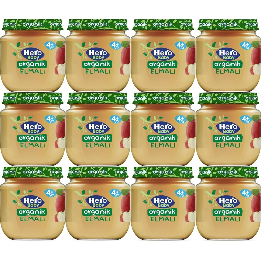 Hero Baby Kavanoz Maması 120GR Organik Elmalı (12 Li Set)