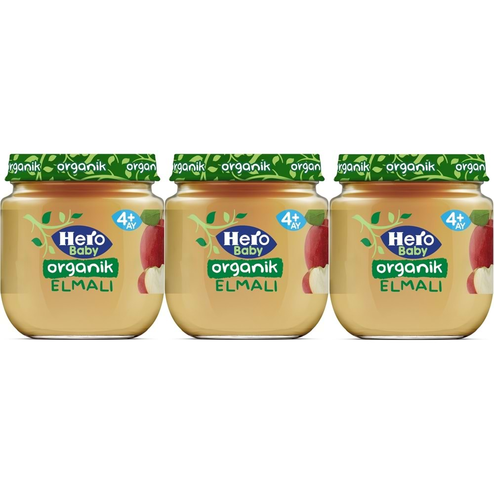 Hero Baby Kavanoz Maması 120GR Organik Elmalı (3 Lü Set)