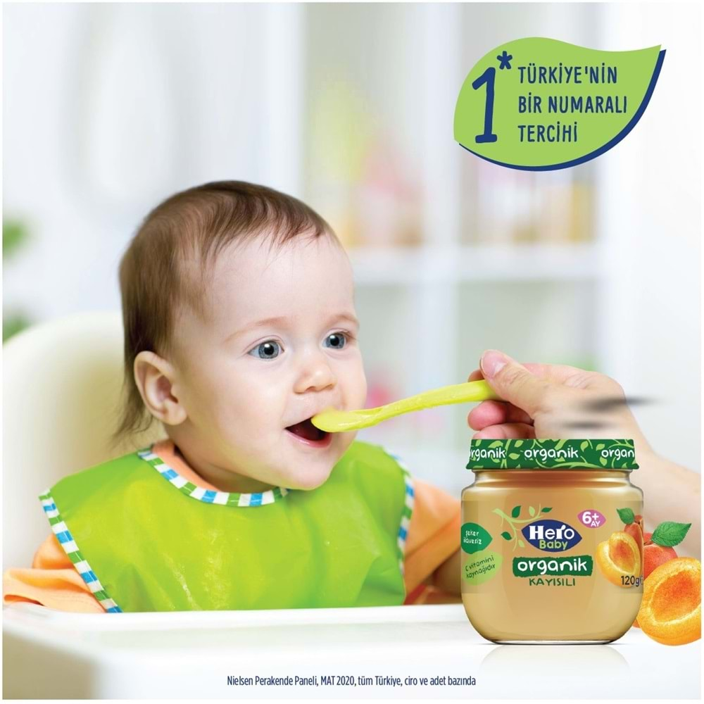 Hero Baby Kavanoz Maması 120GR Organik Kayısılı (3 Lü Set)