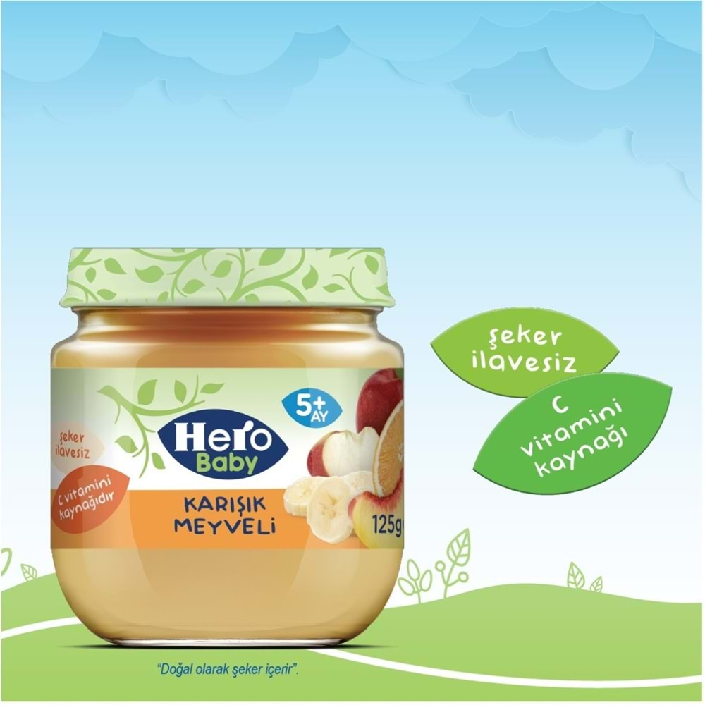 Hero Baby Kavanoz Maması 125GR Karışık Meyveli 6 Lı Set