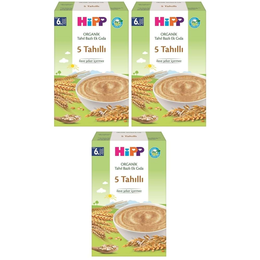 Hipp Organik 5 Tahıllı Kaşık Maması 200Gr 3 Lü Set