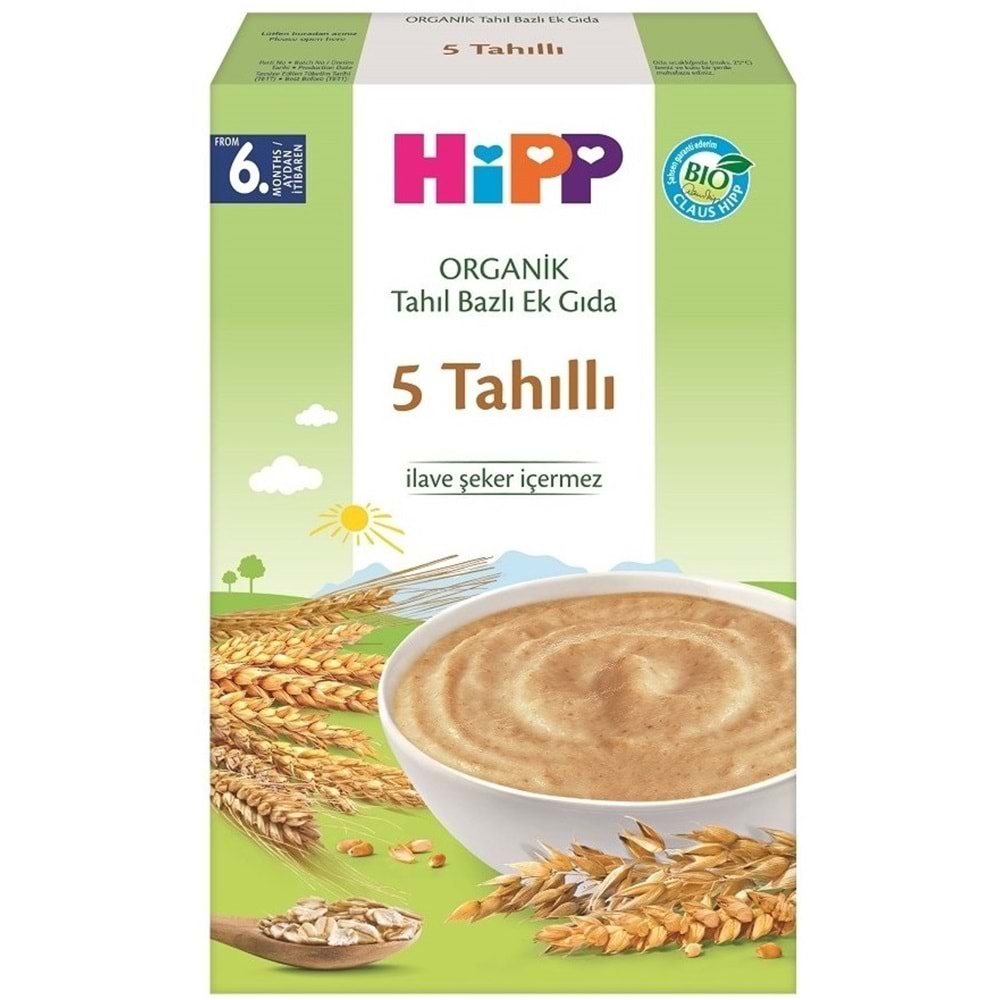 Hipp Organik 5 Tahıllı Kaşık Maması 200Gr 5 Li Set