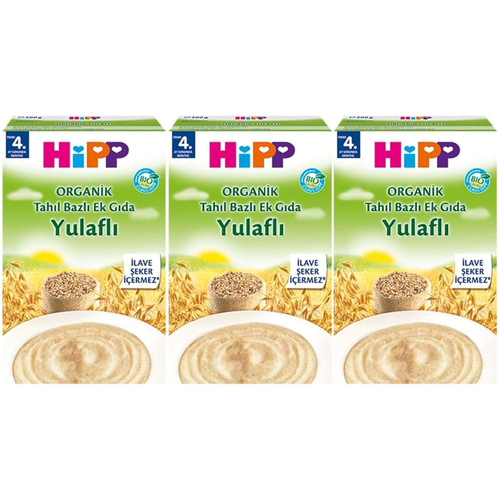 Hipp Organik Yulaflı Tahıl Bazlı Kaşık Maması 200Gr (3 Lü Set)