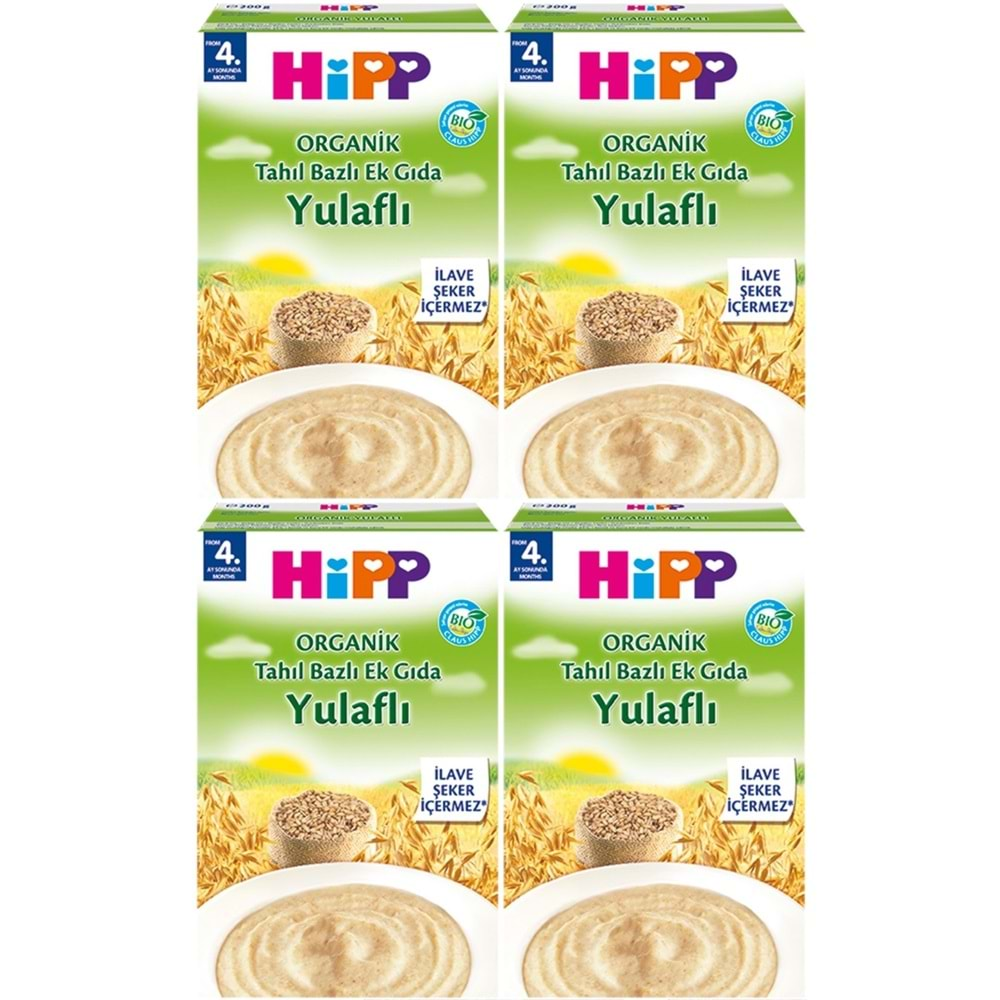 Hipp Organik Yulaflı Tahıl Bazlı Kaşık Maması 200Gr (4 Lü Set)