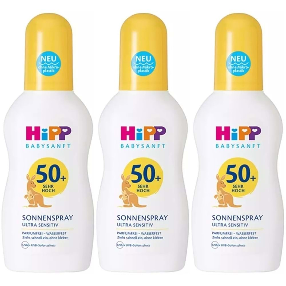 Hipp Babysanft Sprey Güneş Kremi Sonnenspray 50+ Faktör Ultra Sensıtıv 150ML Sprey (3 Lü Set)