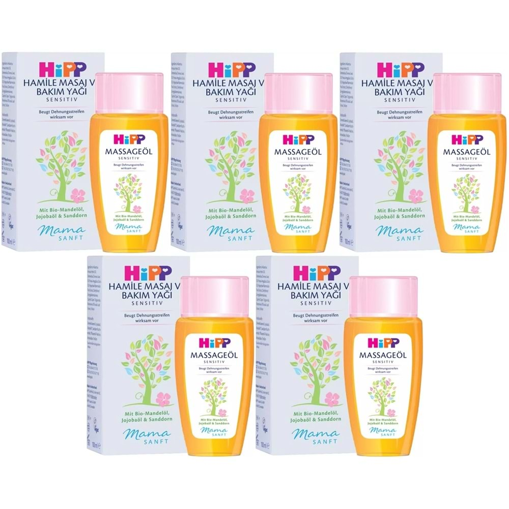 Hipp Mamasanft Hamile Masaj ve Bakım Yağı Sensıtıv 100ML (5 Li Set)