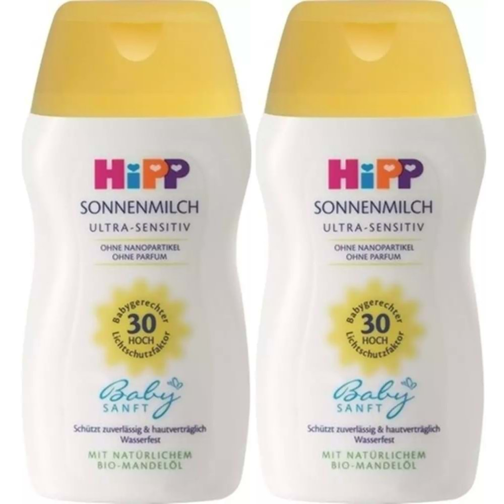 Hipp Babysanft Güneş Kremi -Yüz için Sonnen Gesıchtscreme 30 Faktör Ultra Sensıtıv 50ML (2 Li Set)