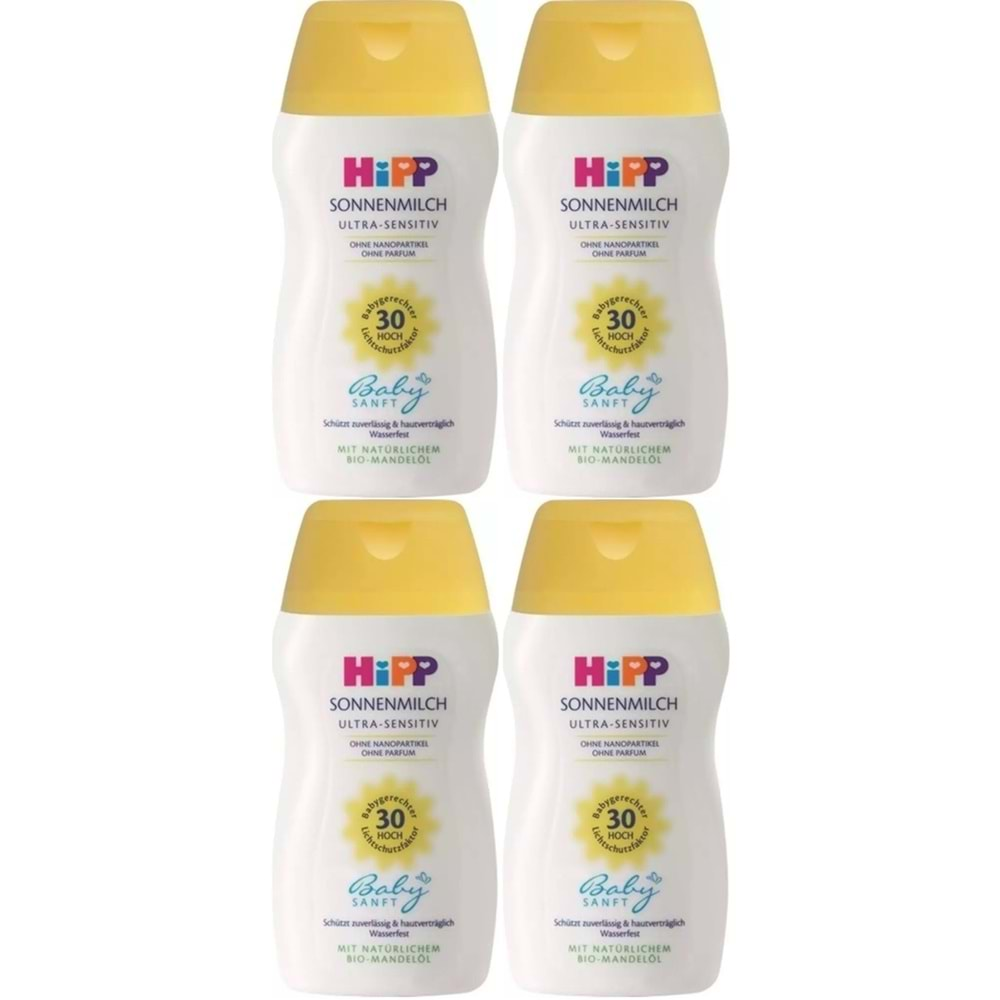 Hipp Babysanft Güneş Kremi -Yüz için Sonnen Gesıchtscreme 30 Faktör Ultra Sensıtıv 50ML (4 Lü Set)