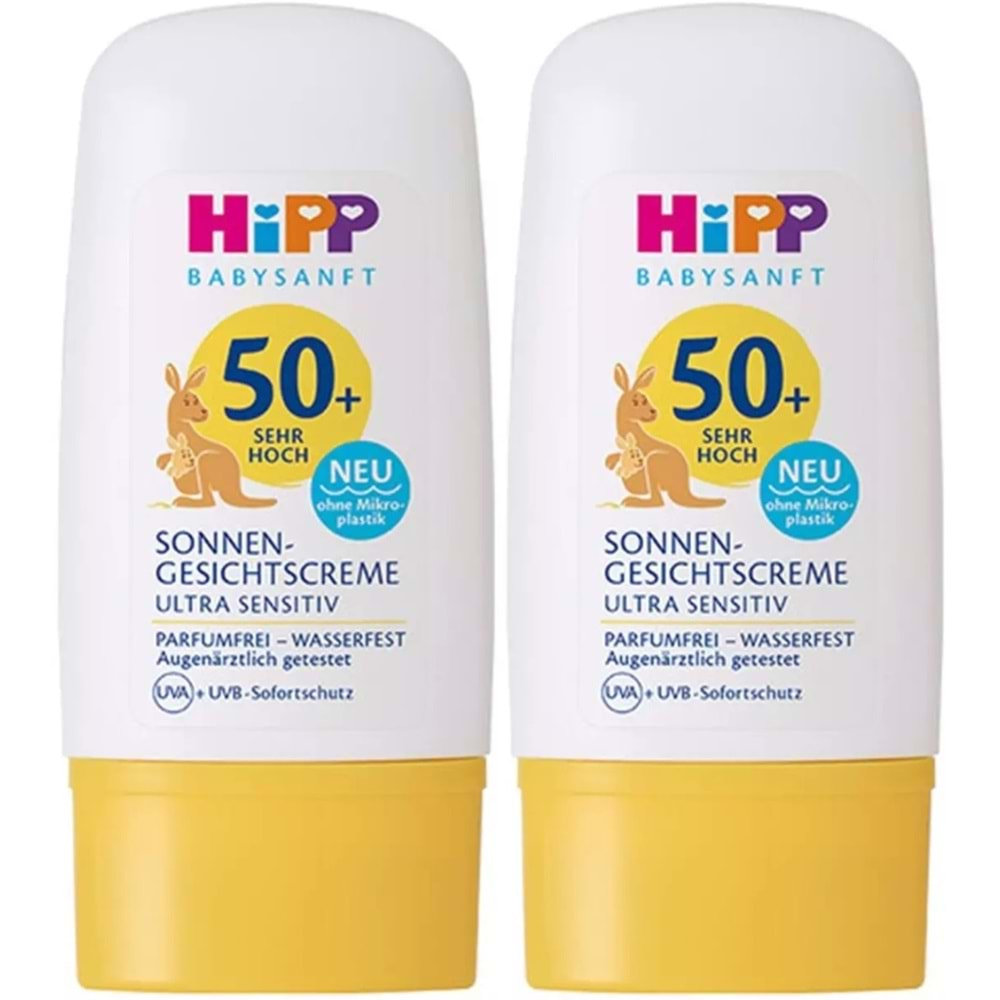 Hipp Babysanft Güneş Kremi -Yüz için Sonnen Gesıchtscreme 50+ Faktör Ultra Sensıtıv 30ML (2 Li Set)