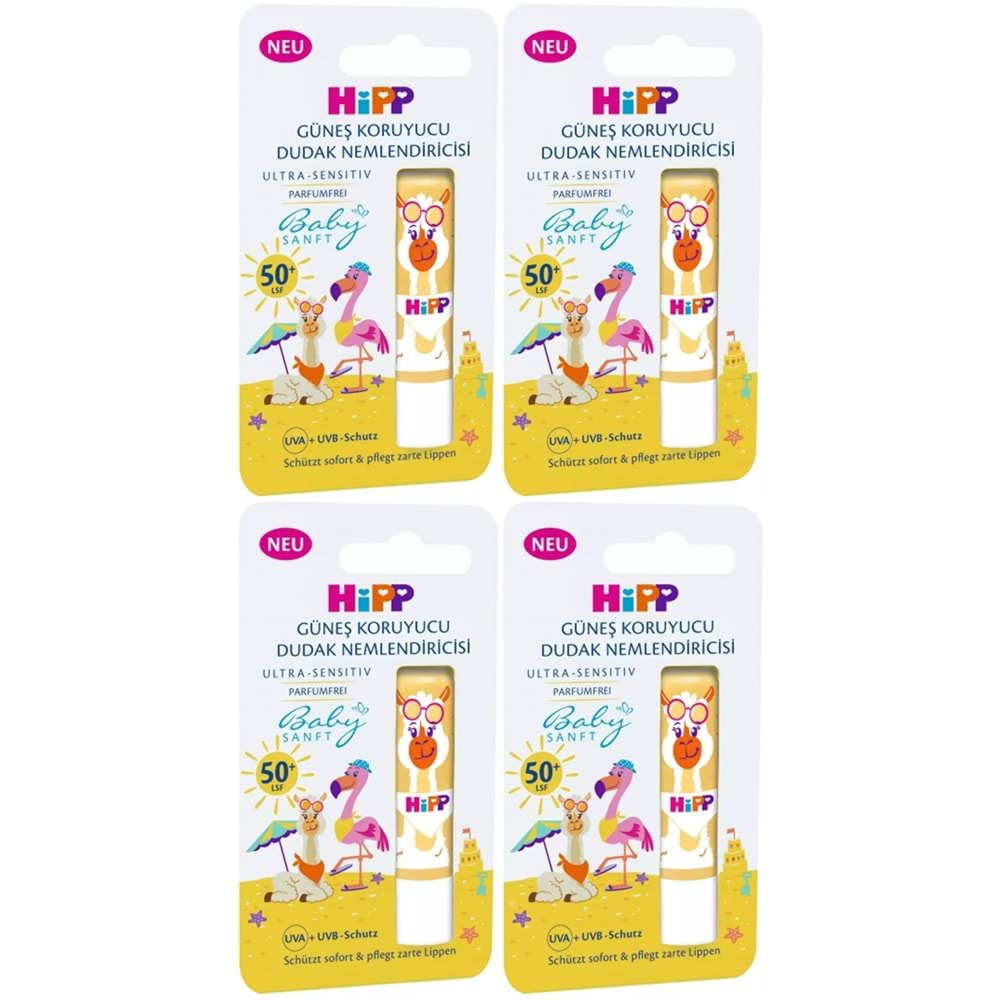 Hipp Babysanft Organik Dudak Nemlendiricisi Ultra Sensıtıv 4.8GR (Sarı) (4 Lü Set)