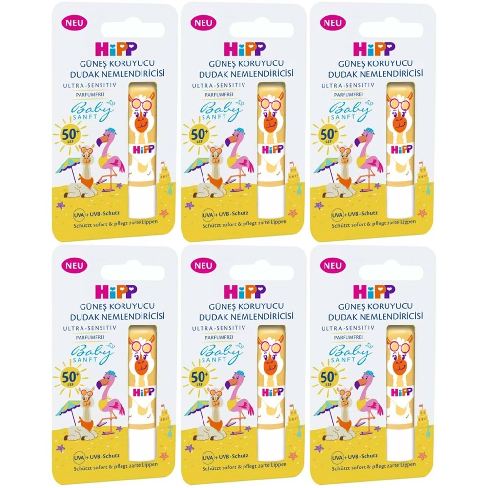 Hipp Babysanft Organik Dudak Nemlendiricisi Ultra Sensıtıv 4.8GR (Sarı) (6 Lı Set)