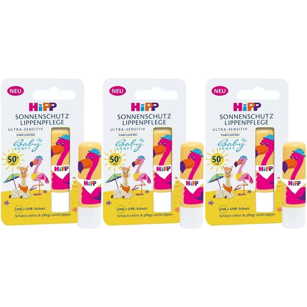 Hipp Babysanft Güneş Koruyucu Dudak Nemlendiricisi Ultra Sensıtıv 4.8GR (Sarı-Pembe) (3 Lü Set)