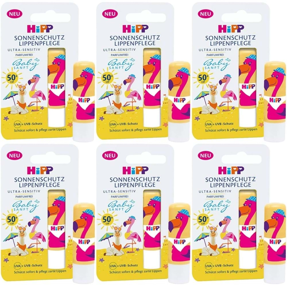 Hipp Babysanft Güneş Koruyucu Dudak Nemlendiricisi Ultra Sensıtıv 4.8GR (Sarı-Pembe) (6 Lı Set)