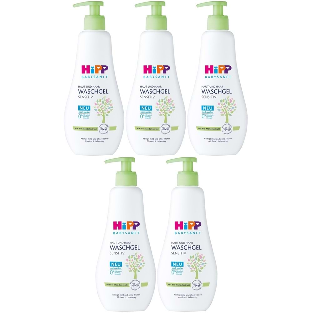 Hipp Babysanft Bebek Saç ve Vücut Banyo Jeli/Waschgel Sensıtıv 400ML (5 Li Set)