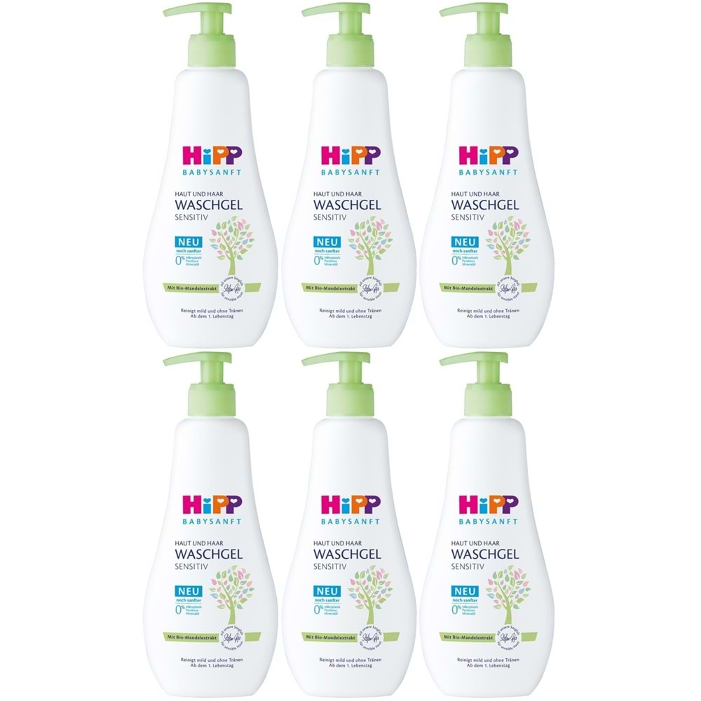 Hipp Babysanft Bebek Saç ve Vücut Banyo Jeli/Waschgel Sensıtıv 400ML (6 Lı Set)