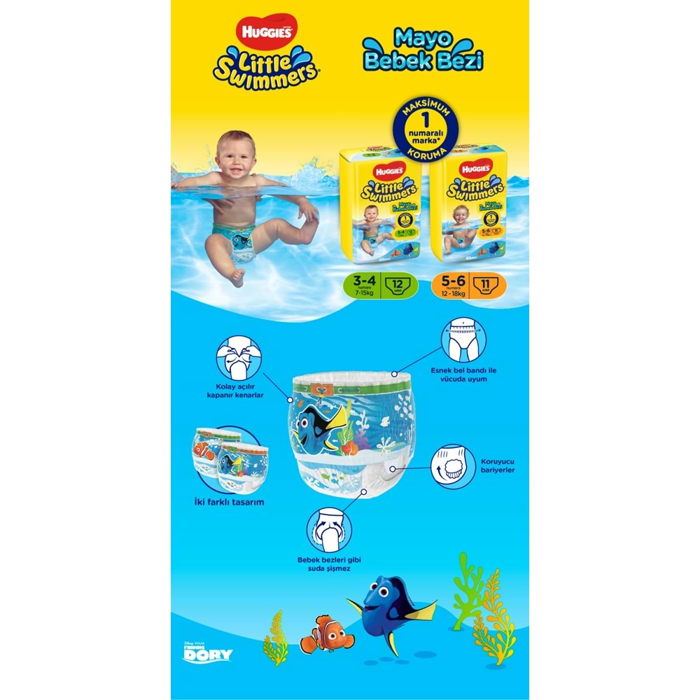 Huggıes Little Swımmers Mayo Bebek Bezi Beden:3-4 (7-15Kg) 60 Adet (5Pk*12)