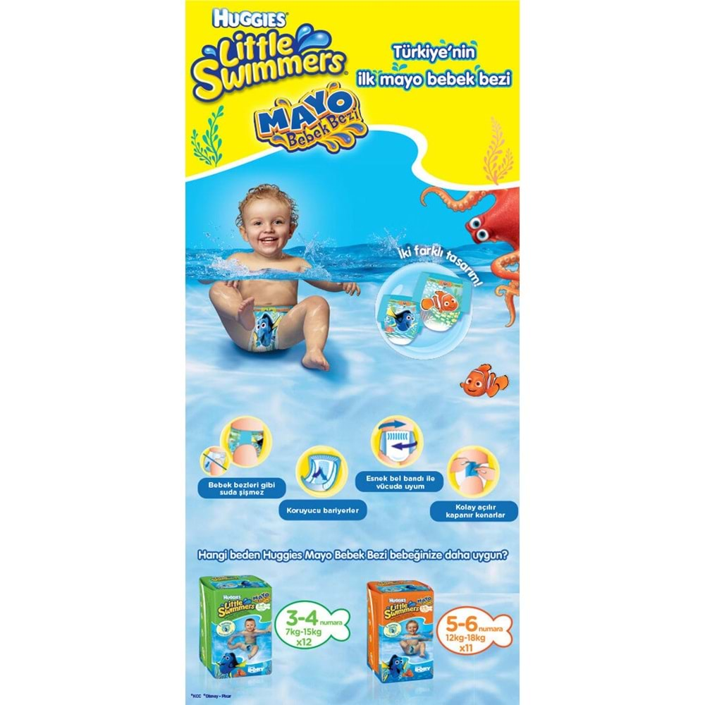 Huggıes Little Swımmers Mayo Bebek Bezi Beden:5-6 (12-18KG) 55 Adet (5PK*11)