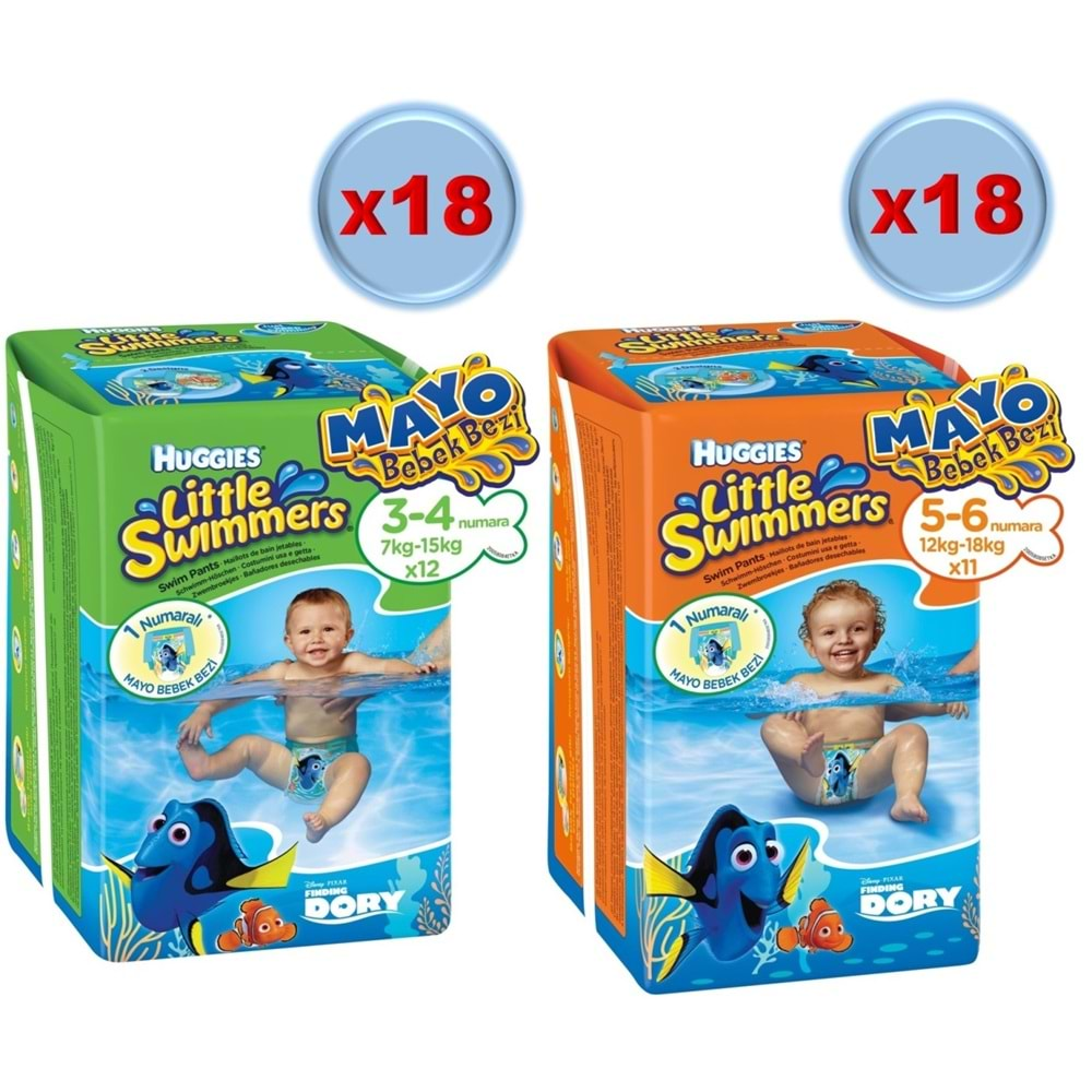 Huggıes Little Swımmers Mayo Bebek Bezi Karma Koli 36 Paket (Standlı Koli)