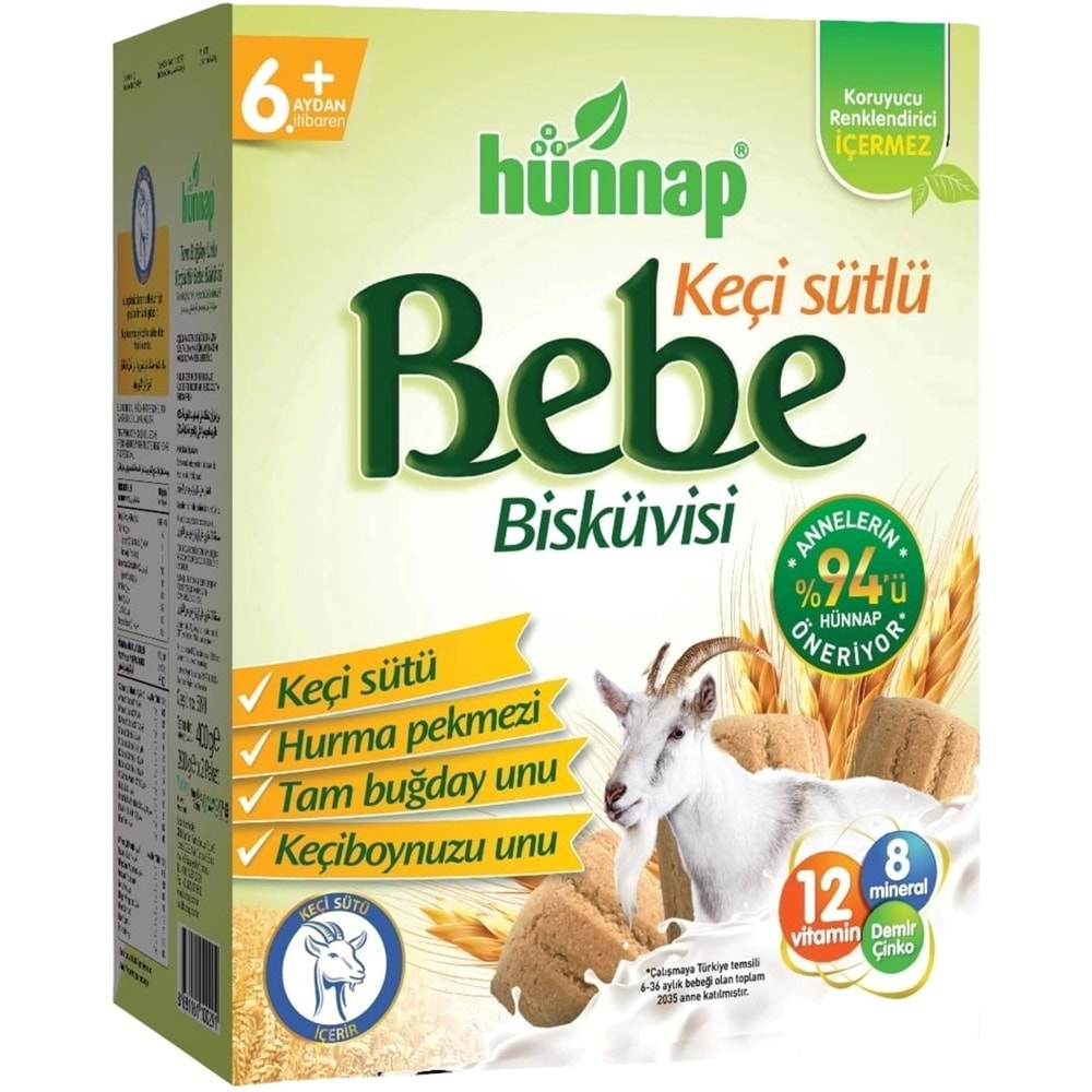 Hünnap Bebe Bisküvisi Keçi Sütlü 400GR 4 lü Set (Toplam 1600GR)