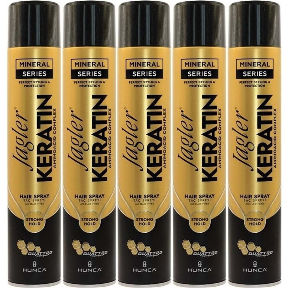 Jagler Saç Spreyi 400ML Keratinli Keratin Strong Hold - Minarelli - Ekstra Sert (5 Li Set)