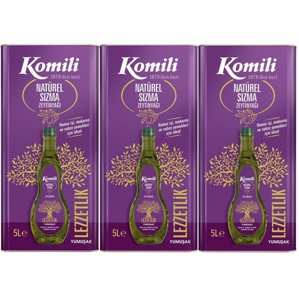 Komili Zeytinyağı 15LT Natural Ege Sızması (Teneke) (3PK*5LT)