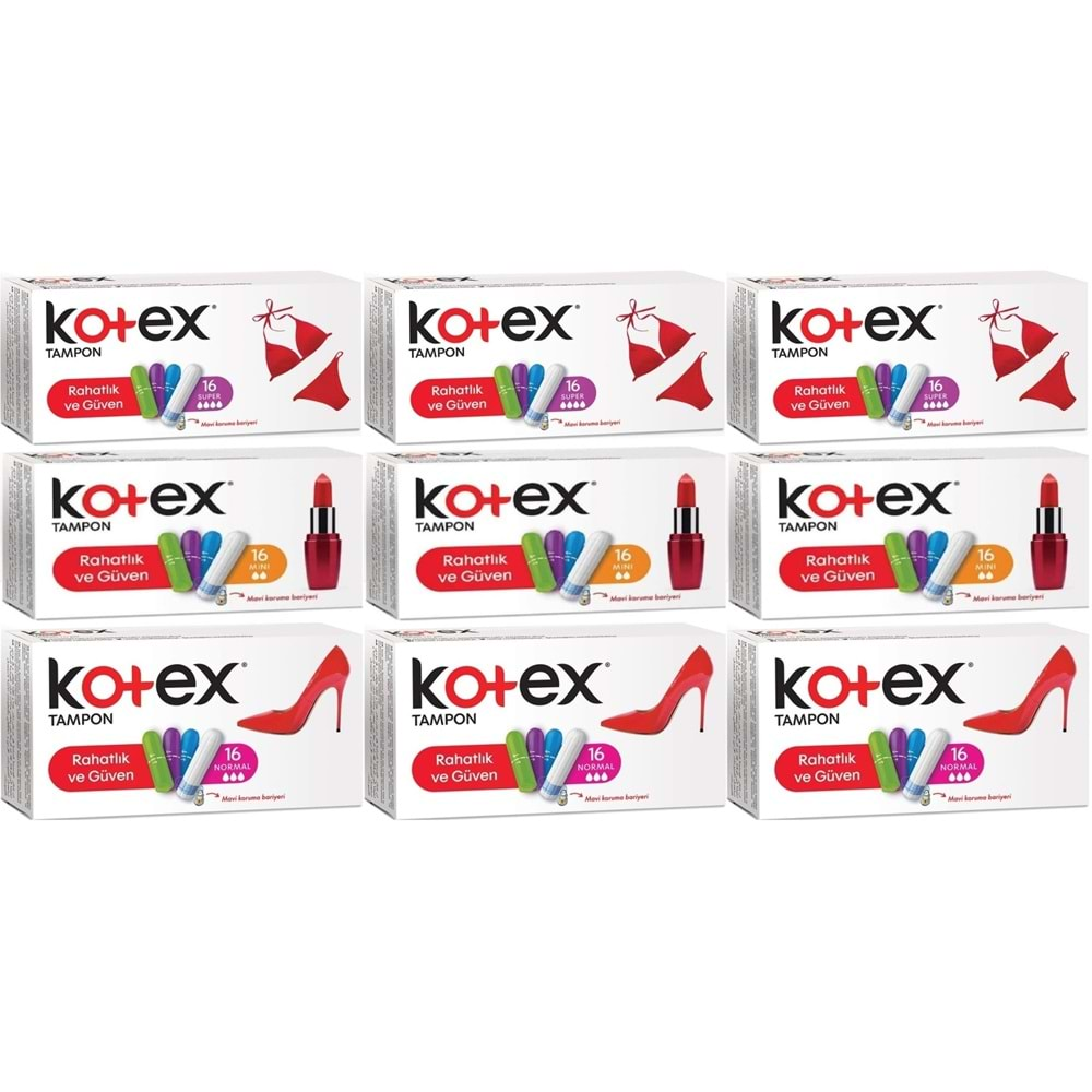 Kotex Tampon Süper - Mini - Normal 144 Lü Karma Set (9PK*16)