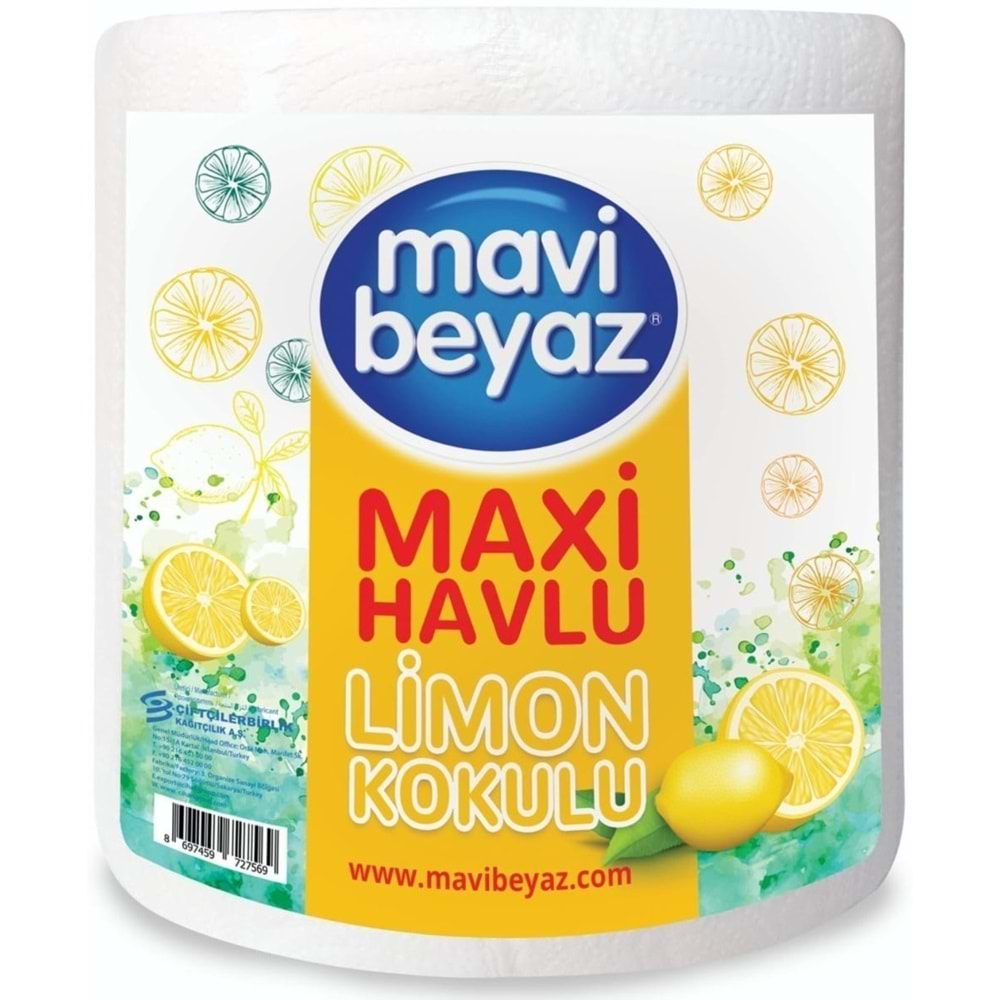 Mavi Beyaz Maxi Kağıt Havlu Dev Rulo Pk Limon Kokulu (2 Li Set)