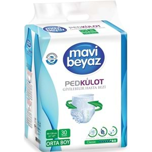 Mavi Beyaz Ped Emici Külot Hasta Bezi M - Medium Orta 120 Adet + Yatak Koruyucu Örtü 60*90CM 60 Adet