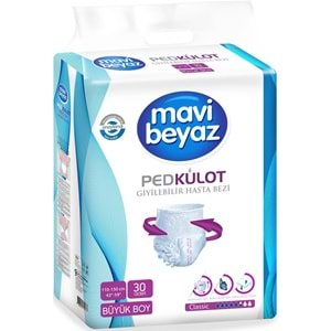 Mavi Beyaz Ped Emici Külot Hasta Bezi L - Large Büyük 120 Adet + Yatak Koruyucu Örtü 60*90CM 60 Adet