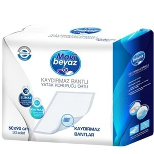 Mavi Beyaz Ped Emici Külot Hasta Bezi L - Large Büyük 120 Adet + Yatak Koruyucu Örtü 60*90CM 60 Adet