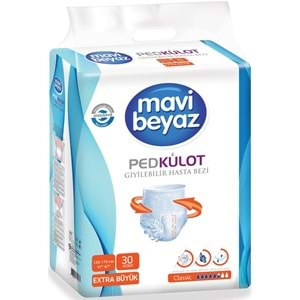 Mavi Beyaz Ped Emici Külot Hasta Bezi XL-Ekstra Büyük 60 Adet + Yatak Koruyucu Örtü 60*90CM 30 Adet