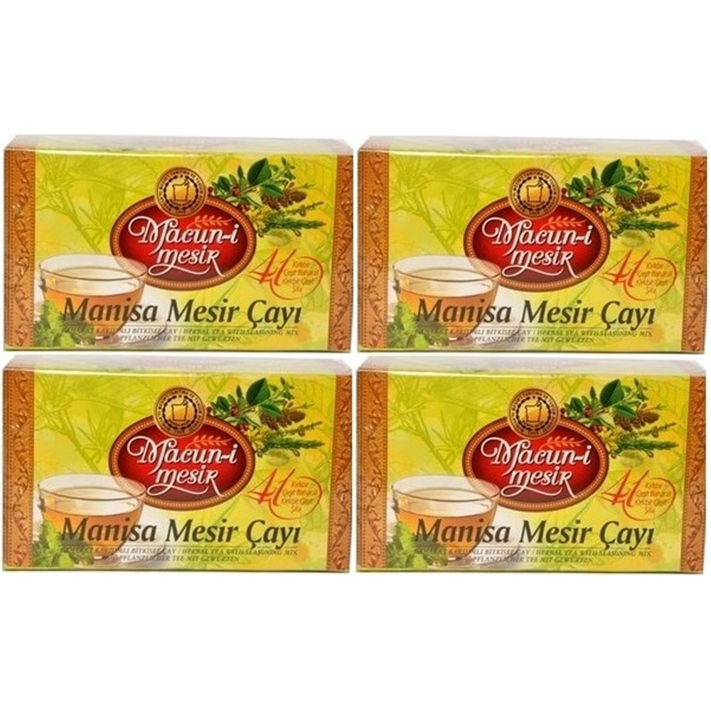 Manisa Mesir Macunu Çayı Orjinal 20 Li Pk 40Gr (20 Adetx2GR) Süzen Poşet Bardak (4 Lü Set)