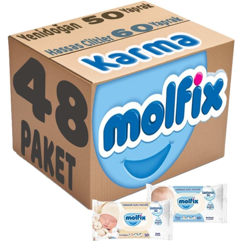 Molfix Islak Havlu Mendil İzotonik Karma 48 Li Set (Yeni Doğan-Hassas Cilt)