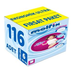 Molfix Külot Bebek Bezi Beden:6 (15+Kg) Extra Large 116 Adet Ekonomik Ultra Fırsat Pk