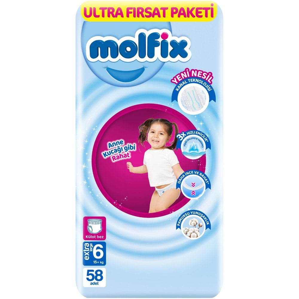 Molfix Külot Bebek Bezi Beden:6 (15+Kg) Extra Large 116 Adet Ekonomik Ultra Fırsat Pk