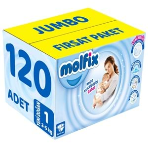 Molfix Bebek Bezi Beden:1 (2-5Kg) Yeni Doğan 120 Adet Jumbo Fırsat Pk