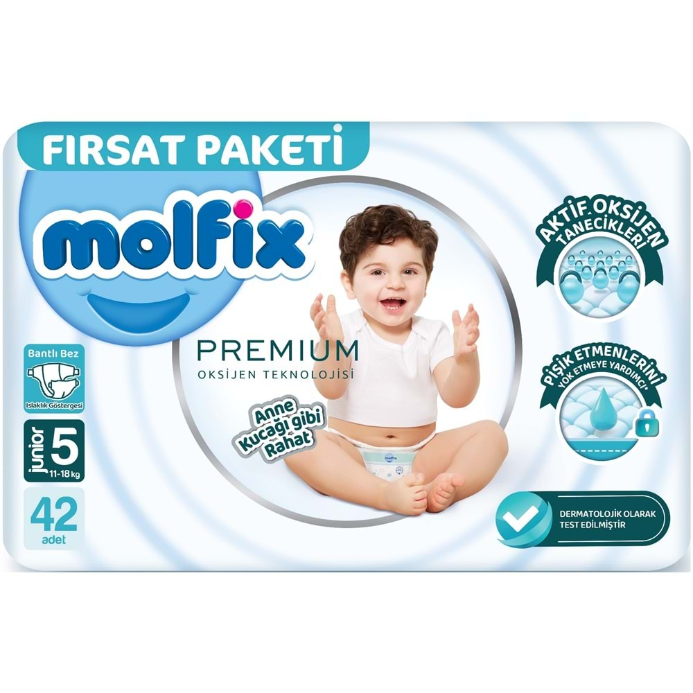 Molfix Premium Bebek Bezi Beden:5 (11-18KG) Junior 84 Adet Ekonomik Ultra Fırsat Pk