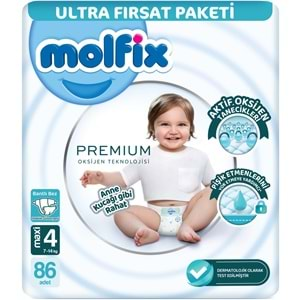 Molfix Premium Bebek Bezi Beden:4 (7-14KG) Maxi 172 Adet Ekonomik Ultra Fırsat Pk