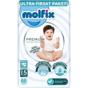 Molfix Premium Bebek Bezi Beden:5 (11-18KG) Junior 198 Adet Ultra Fırsat Pk + 6 Adet Islak Mendil