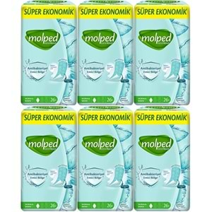 Molped Antibakteriyel Hijyenik Ped Normal 156 Adet Süper Ekonomik Pk (6PK*26)