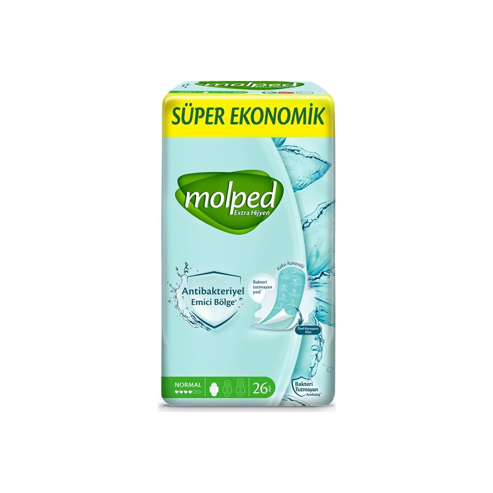 Molped Antibakteriyel Hijyenik Ped Normal 312 Adet Süper Ekonomik Pk (12PK*26)