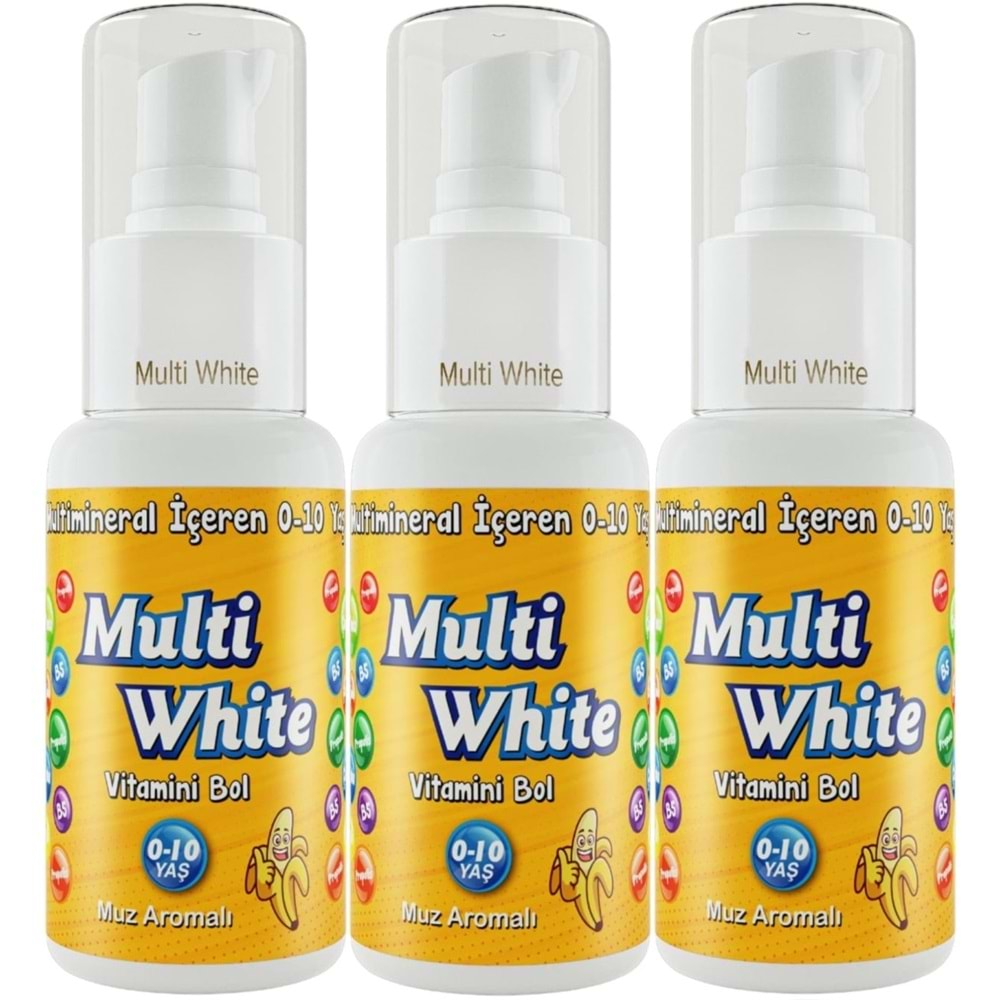 Multi White Diş Macunu 50ML Muz Aromalı Bol Vitaminli (0-10 Yaş) (3 Lü Set)